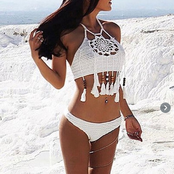 White Crocheted Bikini Suit Size Small - Picture 6 of 6